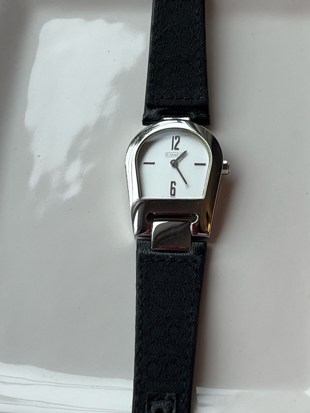 Coach Black Leather Strap Silver-Tone Dial Men’s Watch